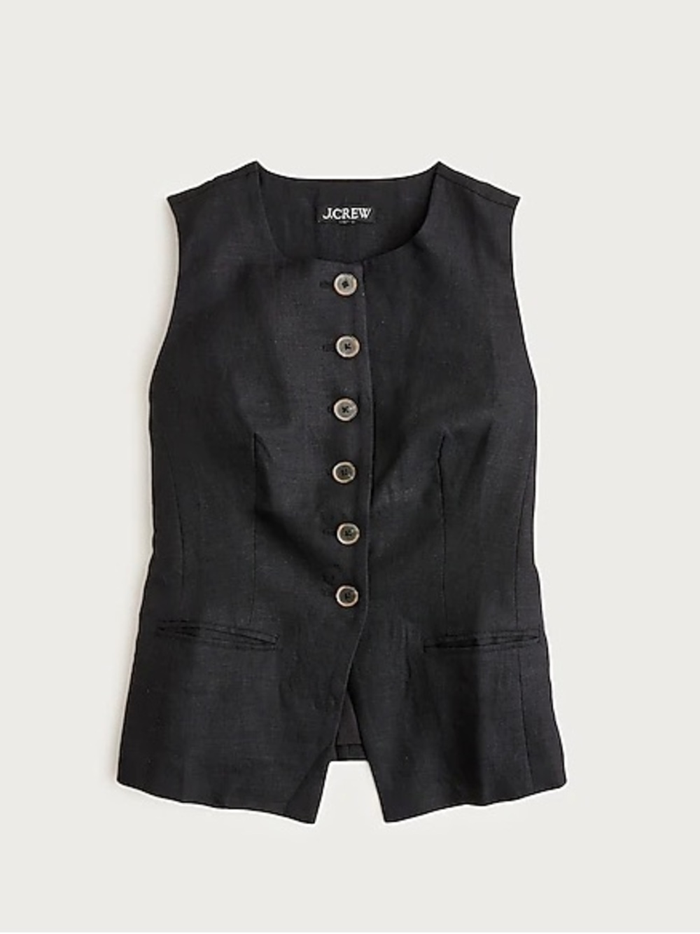 Women's J. crew black cutway linen vest womens size 2